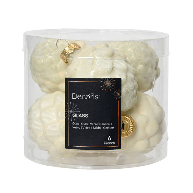 Decoris - denappel glas d5h7 cm wlwt ass 6st kerst