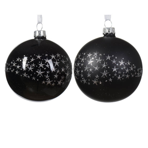 Decoris - Kerstbal glas d8 cm zwart a2 III kerst