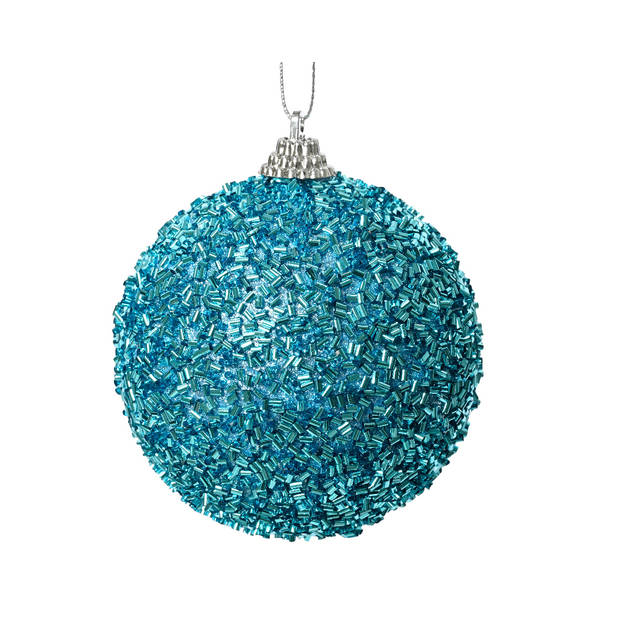 Decoris - Kerstbal foam d8 cm suiker blauw kerst