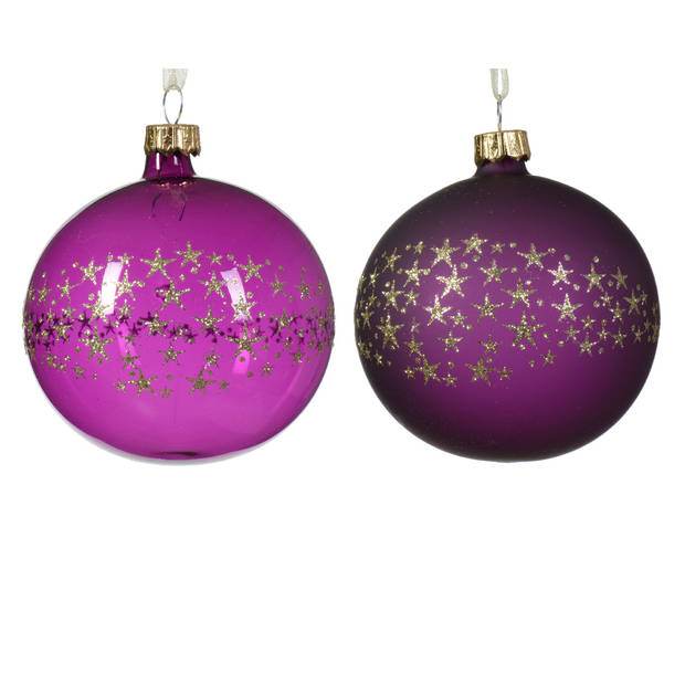 Decoris - Kerstbal glas d8 cm violet a2 kerst