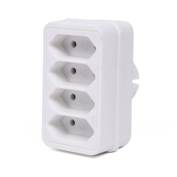 Benson Stopcontact splitter - 2x - quattro - wit - voor 4 platte stekkers - Verdeelstekkers