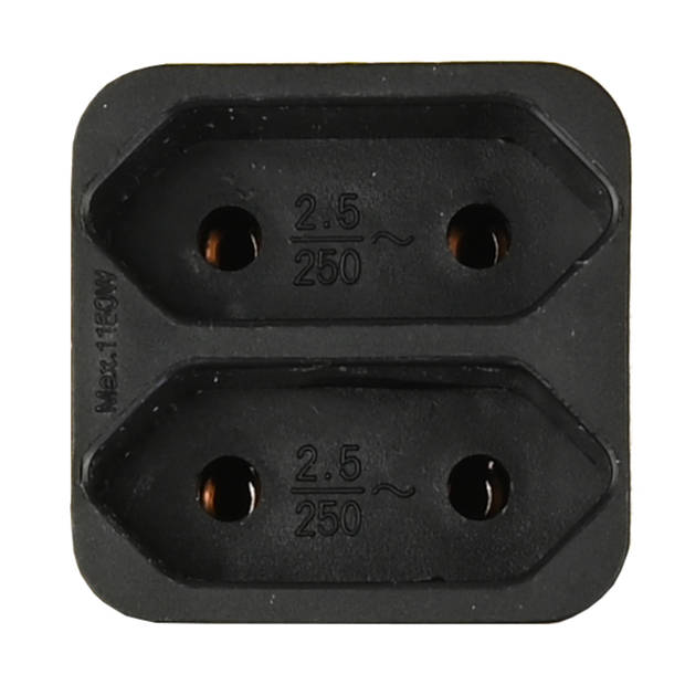 Benson Stopcontact splitter - 2x - duo - zwart - voor 2 platte stekkers - Verdeelstekkers