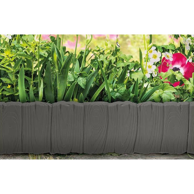 Flexibele borderrand/tuin hekje - 57 cm - donker grijs - kunststof - Tuinhekjes