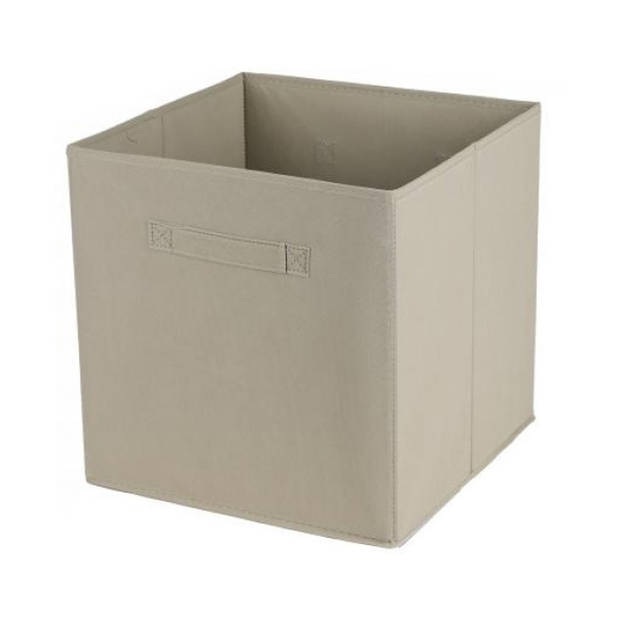 Urban Living Opbergmand/kastmand Square Box - 2x - karton/kunststof - 29 liter - licht beige - 31 x 31 x 31 cm - Opbergm
