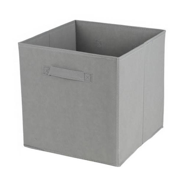 Urban Living Opbergmand/kastmand Square Box - 2x - karton/kunststof - 29 liter - grijs - 31 x 31 x 31 cm - Opbergmanden