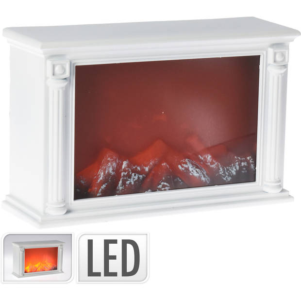 Sfeerhaard/open haard wit met led verlichting L33 x B10,5 x H21 cm - Sfeerhaarden