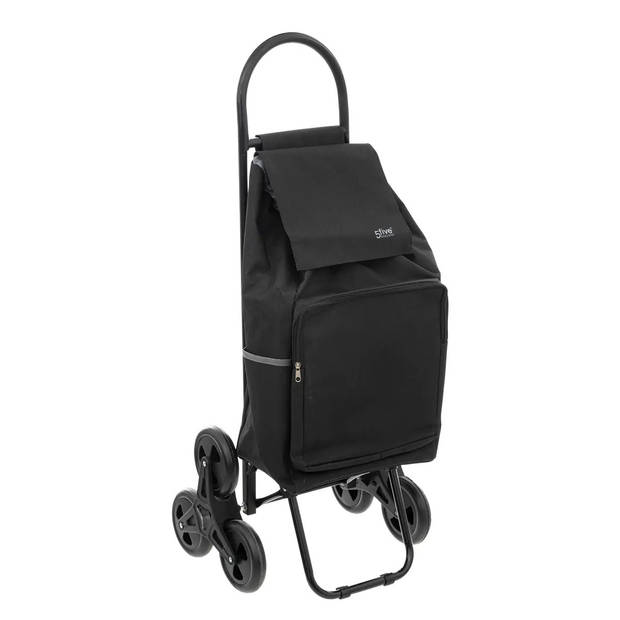 5Five Boodschappen trolley tas met trapwielen - inhoud 40 liter - zwart - 43 x 36 x 99 cm - Boodschappentrolleys