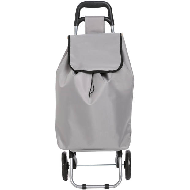 5Five Boodschappen trolley tas - inhoud 30 liter - grijs - met wielen - Boodschappentas - 35 x 28 x 92 cm - Boodschappen