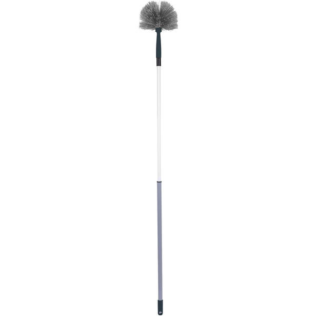 Urban Living Schoonmaak/afstoffen Ragebol telescoopsteel - uitschuifbaar tot 140 cm - grijs/blauw - Ragebol