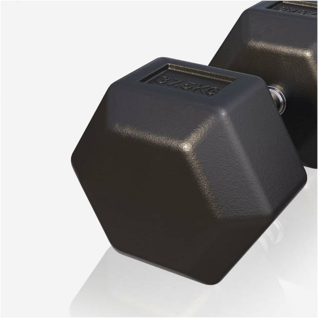 Gorilla Sports Dumbbell - 1 x 37,5 kg - Gietijzer - Hexagon - Halter