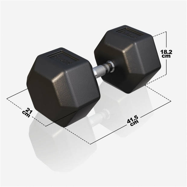 Gorilla Sports Dumbbell - 1 x 37,5 kg - Gietijzer - Hexagon - Halter