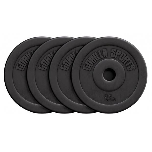 Gorilla Sports Halterschijven Set - Bundel - 4 x 2,5 kg - Kunststof - 30 mm