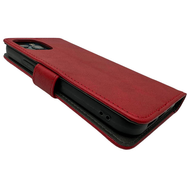 HEM Stylish Book Case geschikt voor Samsung S24 Ultra hoesje met 3 pasjeshouders + fotovakje - Portemonneehoesje - Rood