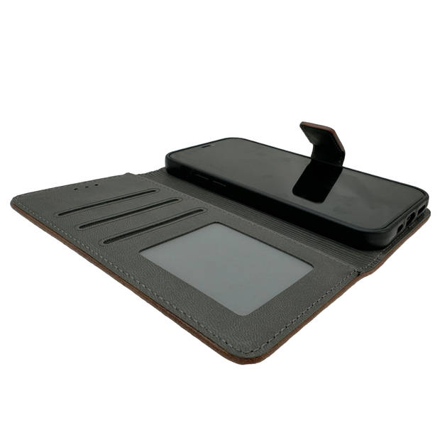HEM Stylish Book Case geschikt voor Samsung S24 Ultra hoesje met 3 pasjeshouders + fotovakje - Portemonneehoesje - Bruin