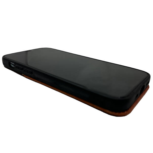 HEM Luxe Lederen Back Cover - Geschikt voor iPhone 13 Pro - Bruin - Telefoonhoesje / Achterkant voor 3 pasjes