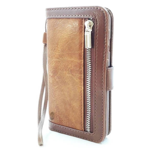 HEM Boekhoesje met rits - Geschikt voor Samsung Galaxy S24 Plus - Bruine Wallet - Book Case - Boekhoesje -