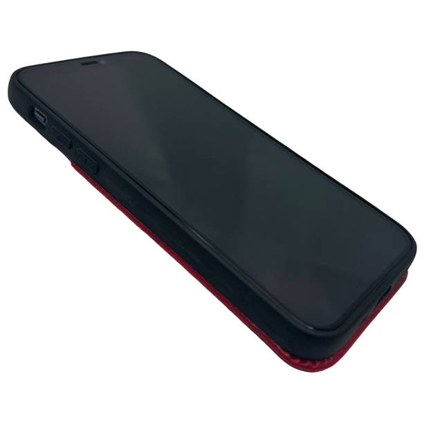 HEM Luxe Lederen Back Cover - Geschikt voor iPhone 14 Pro - Rood - Telefoonhoesje / Achterkant voor 3 pasjes