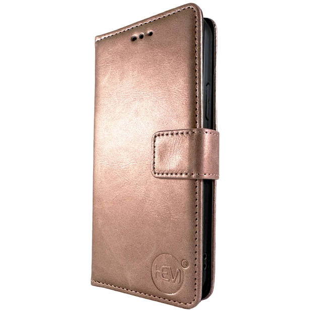 HEM Stylish Book Case geschikt voor Samsung S24 Plus hoesje met 3 pasjeshouders + fotovakje - telefoonhoesje - Rosegold