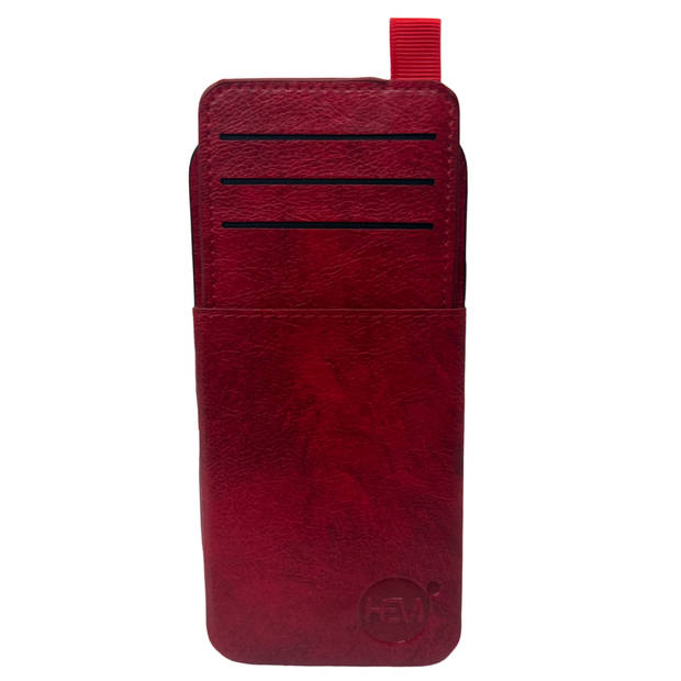 HEM Luxe Lederen Back Cover - Geschikt voor iPhone 13 Pro - Rood - Telefoonhoesje / Achterkant voor 3 pasjes