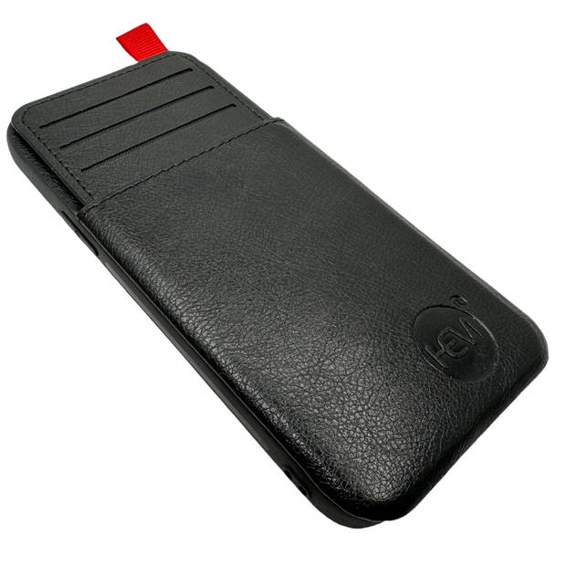 HEM Luxe Lederen Back Cover - Geschikt voor iPhone 13 Pro Max - Zwart - Telefoonhoesje / Achterkant voor 3 pasjes