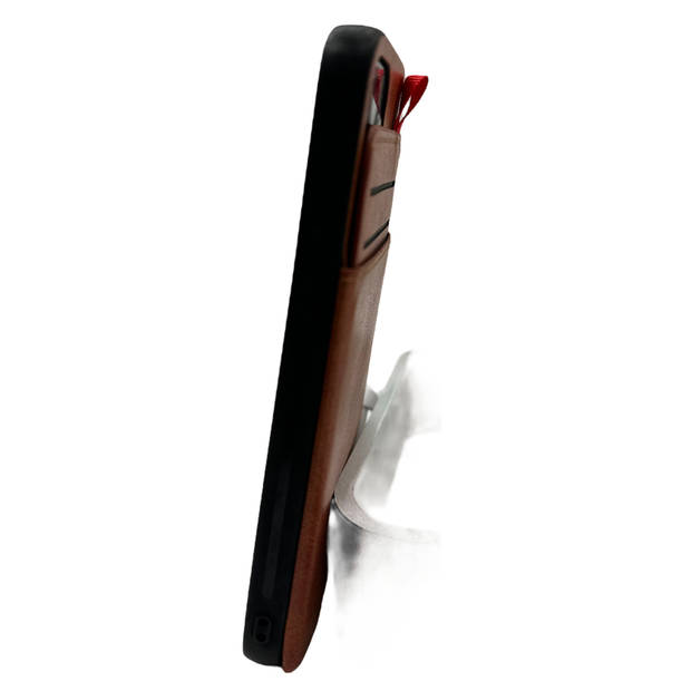 HEM Luxe Lederen Back Cover - Geschikt voor iPhone 12 Mini - Bruin - Telefoonhoesje / Achterkant voor 3 pasjes