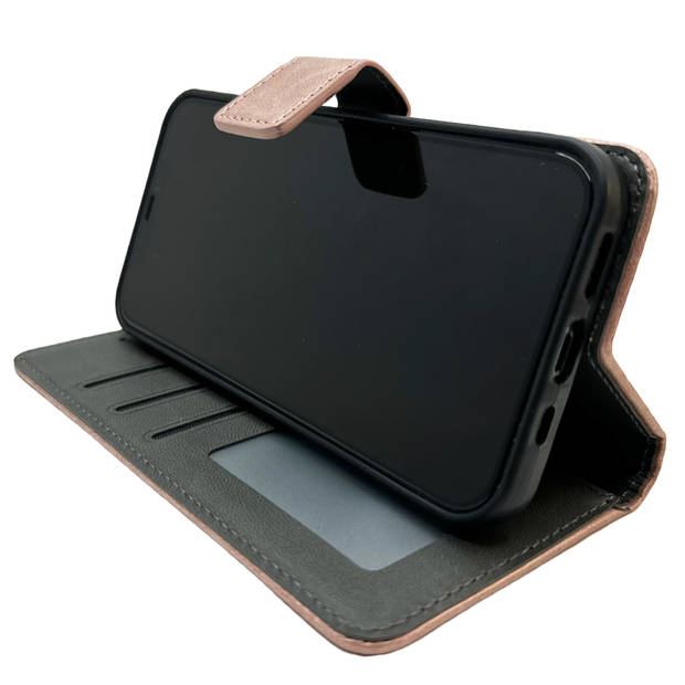 HEM Stylish Book Case geschikt voor Samsung S24 Ultra hoesje met 3 pasjeshouders + fotovakje - telefoonhoesje - Rosegold