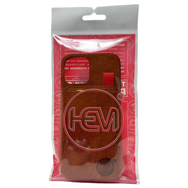 HEM Luxe Lederen Back Cover - Geschikt voor iPhone 12 Mini - Bruin - Telefoonhoesje / Achterkant voor 3 pasjes