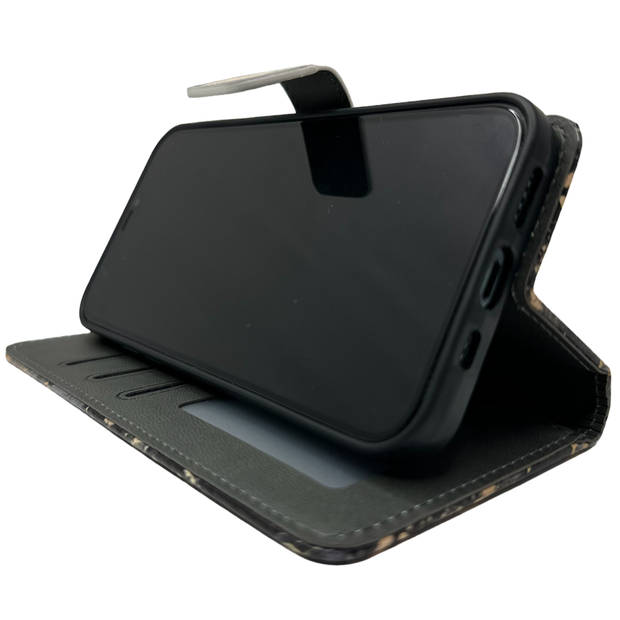 HEM Stylish Book Case geschikt voor Samsung S24 Plus hoesje met 3 pasjeshouders + fotovakje - Marble Blauw/Goud