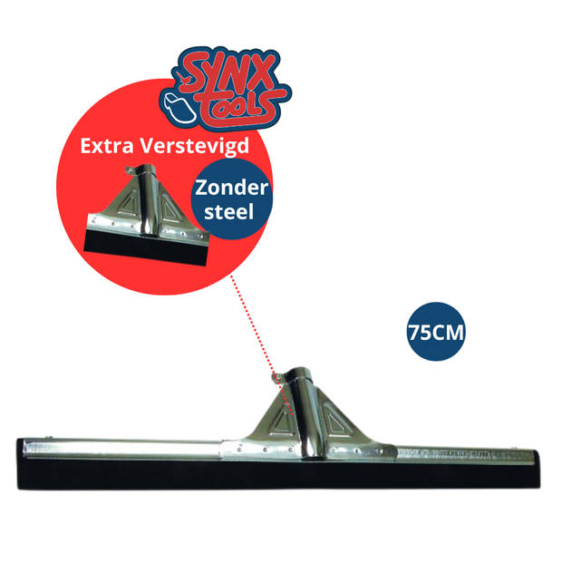 Synx Tools Vloertrekker 75cm zwart synthetisch rubber - Trekkers/moppen - Dweilen - Schoonmaakartikelen - Vloerreiniger