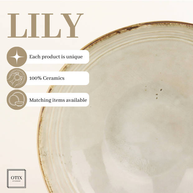 OTIX Soepkommen - 12 Persoons - Beige - Soeptassen - 15cm - Keramiek - LILY