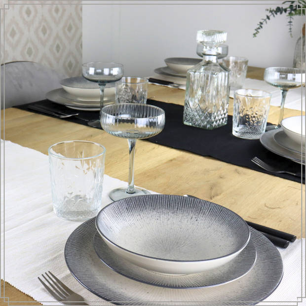 OTIX Diner Bordenset - 12 Persoons - Zwart - Taupe 27cm - Keramiek - TULIP