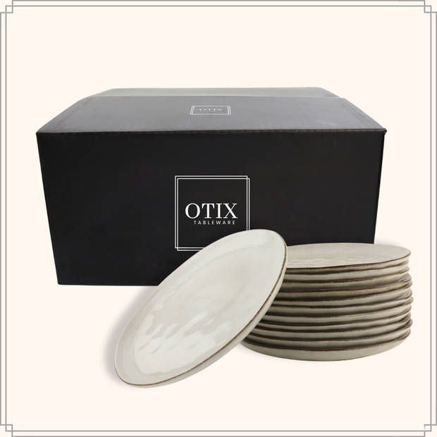 OTIX Diner Bordenset - 12 Persoons - Beige - 26,5cm - Keramiek - LILY