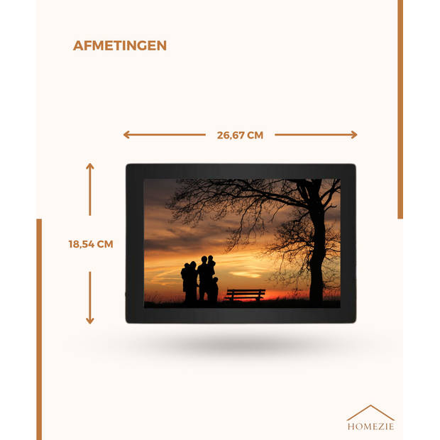 Homezie Digitale fotolijst - Frameo app - 1280*800 scherm - 10 inch Touchscreen scherm - Digitale fotolijst met wifi