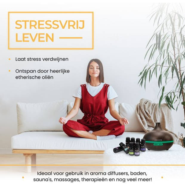 2BEHOME Aroma Diffuser 550ML met Afstandsbediening - Incl. 16 Etherische Oliën Cadeauset -Donkere houtlook-7 LED Kleuren