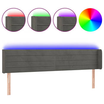 The Living Store Hoofdbord - LED-hoofdbord - Donkergrijs - 183x16x78/88 cm - Verstelbare hoogte - Comfortabele