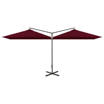 The Living Store Parasol Dubbel - Bordeauxrood - 600 x 290 x 260 cm - Polyester