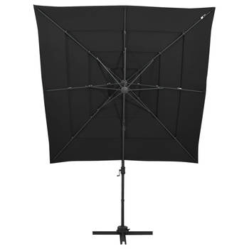 The Living Store Parasol 4-laags 250x250x246 cm - Zwarte polyester en aluminium