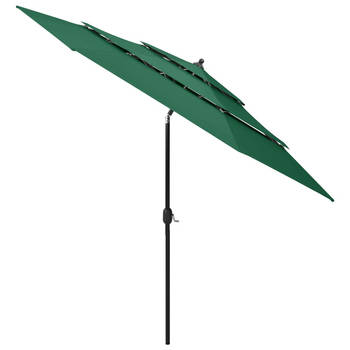The Living Store Parasol 3-laags - 300 x 243 cm - Groen - Polyester