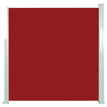 The Living Store Zijscherm Rood - Polyester - 140 x (0-300) cm - Automatische terugrol