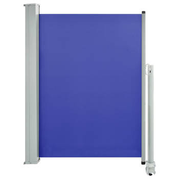The Living Store Zijscherm - Polyester - 100 x 0-300 cm - Blauw - Grijze Standaard