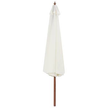 The Living Store Parasol Houten Frame - Polyester - Zandwit - 350 x 256 cm