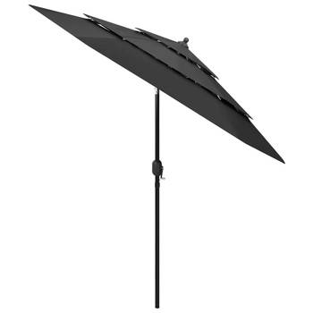 The Living Store Parasol 3-laags - 250 x 229 cm - UV-beschermend - Antraciet - Inklapbaar