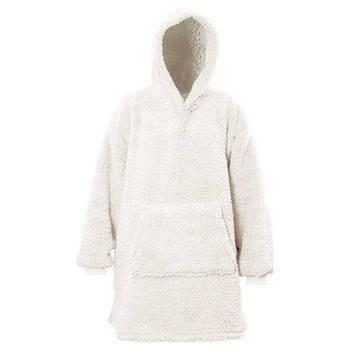 Hoodie - Oversized hoodie - Teddy Stof - Deken met Mouwen - Off White - One Size - Super Zacht