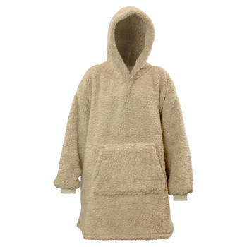 Hoodie - Oversized hoodie - Teddy Stof - Deken met Mouwen - Chateau Grijs - One Size - Super Zacht