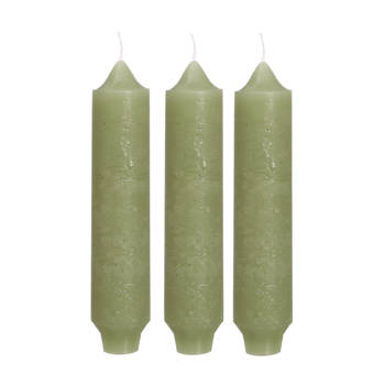 Hortus - Palermo kaarsen set 3 stuks dia. 3.5 x H 17 cm groen