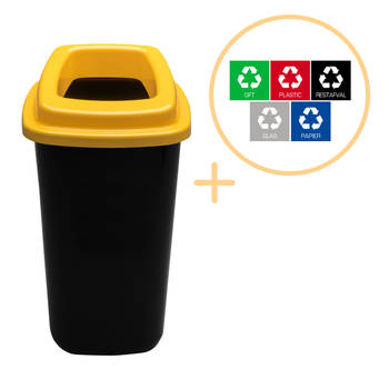Plafor Prullenbak 45L geel, gemakkelijk afval recyclen