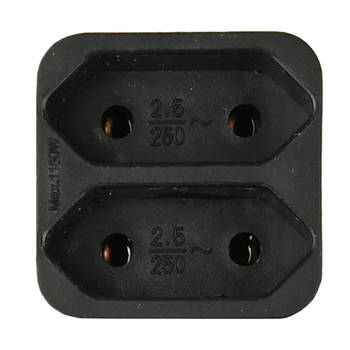 Benson Stopcontact splitter - duo - zwart - voor 2 platte stekkers - Verdeelstekkers