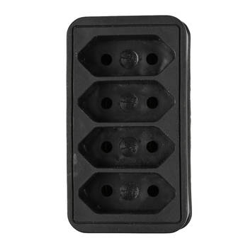 Benson Stopcontact splitter - quattro - zwart - voor 4 platte stekkers - Verdeelstekkers