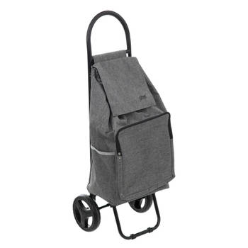 5Five Boodschappen trolley tas met wielen - inhoud 36 liter - grijs - 34 x 30 x 95 cm - Boodschappentrolleys