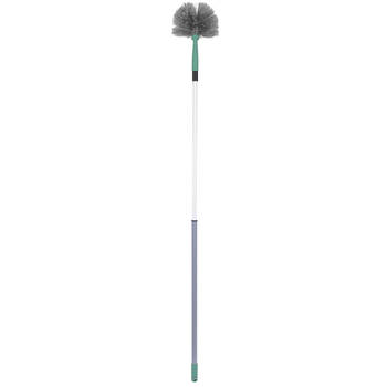 Urban Living Schoonmaak/afstoffen Ragebol telescoopsteel - uitschuifbaar tot 140 cm - grijs/groen - Ragebol